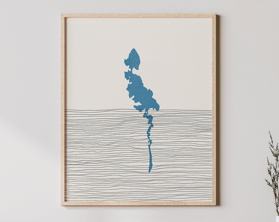 Lake Rescue Vermont Minimalist Boho Map Lakehouse Decor Poster