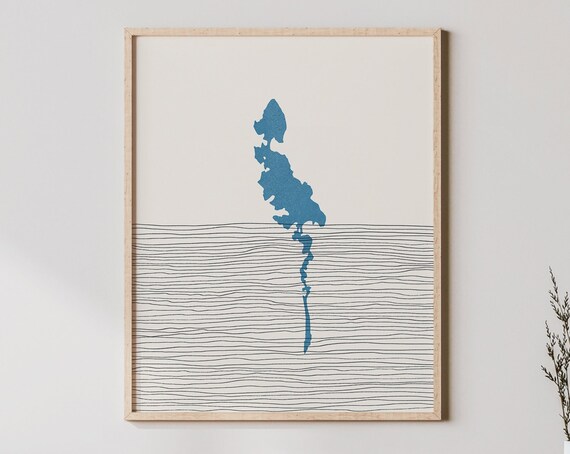 Lake Rescue Vermont Minimalist Boho Map Lakehouse Decor Poster