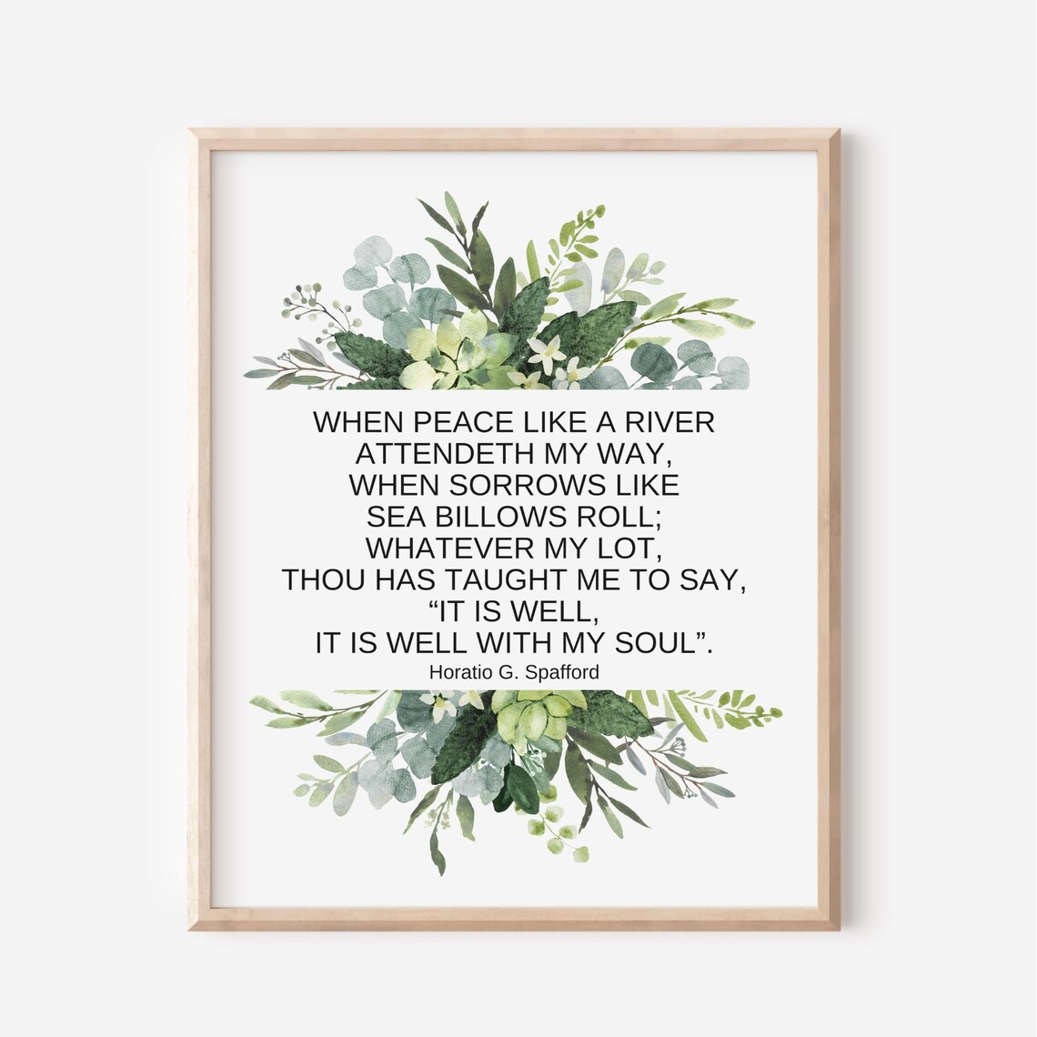 It Is Well With My Soul Hymn Lyric Eucalyptus Watercolor Scripture Print