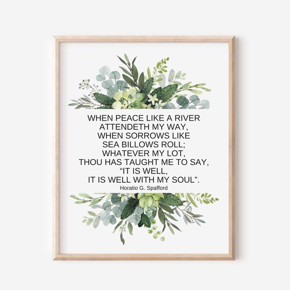 It Is Well With My Soul Hymn Lyric Eucalyptus Watercolor Scripture Print