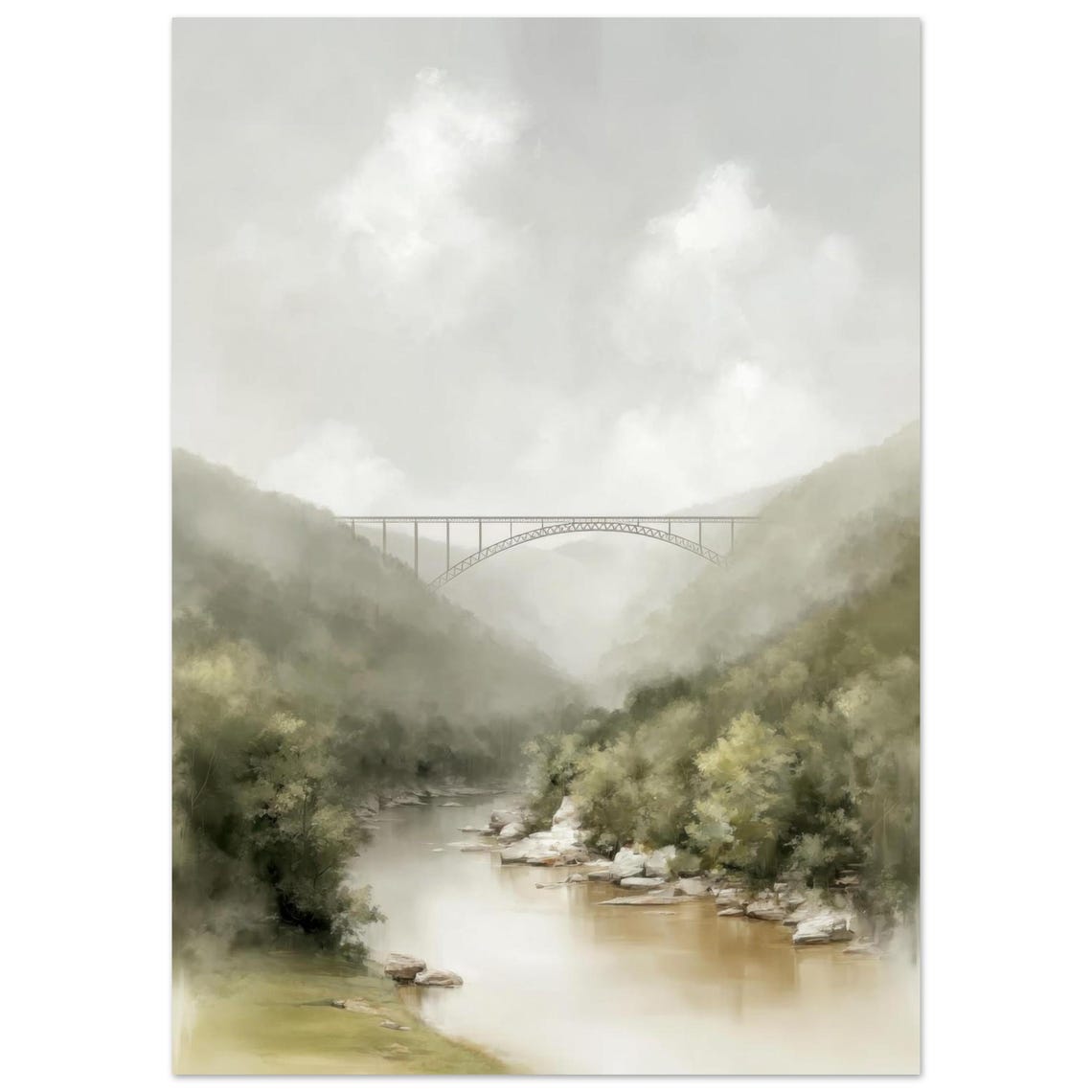 New River Gorge Bridge Misty West Virginia Appalachian Poster