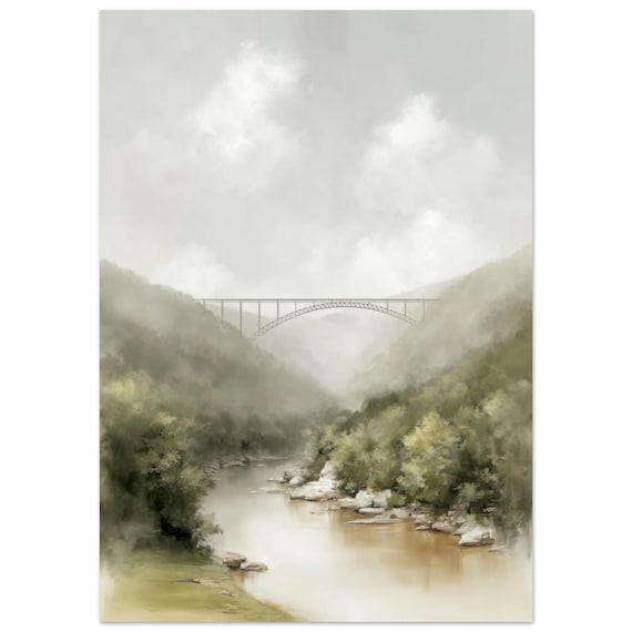 New River Gorge Bridge Misty West Virginia Appalachian Poster