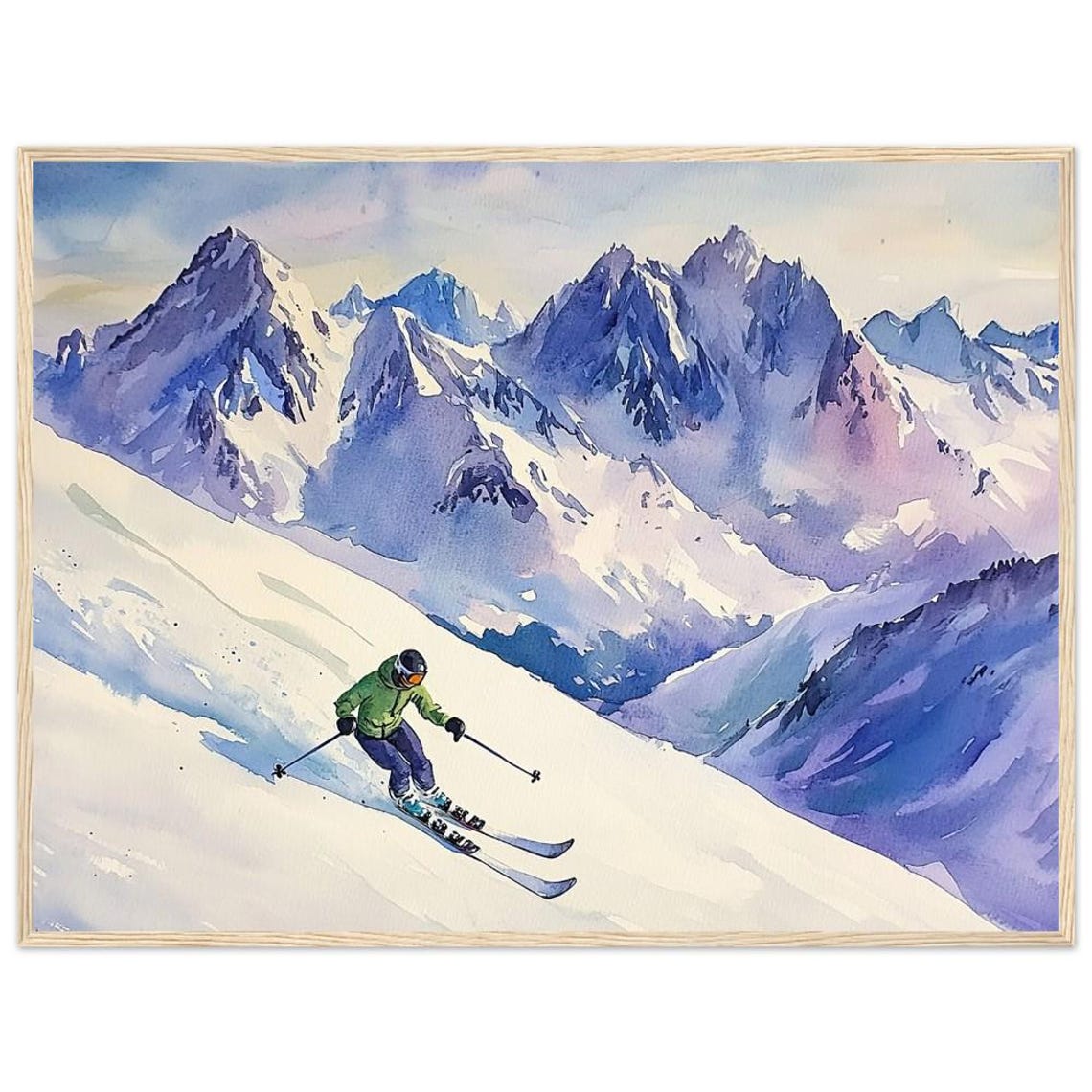 Winter Skiing Adventure Watercolor Painting Print Aspen Colorado Sports Wall Art Skier Snowy Mountain Poster By Nataliaayuart