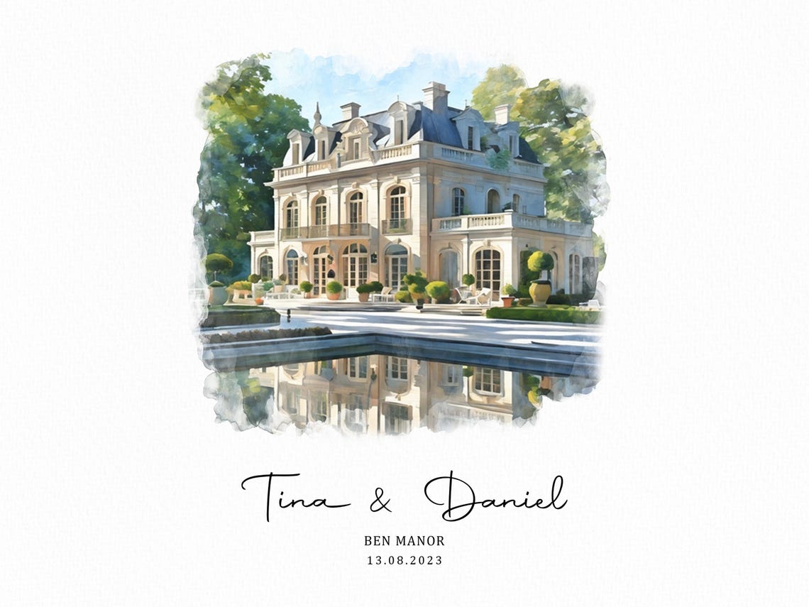 Wedding Venue Sketch Art Print, Couple Gift - Image 4