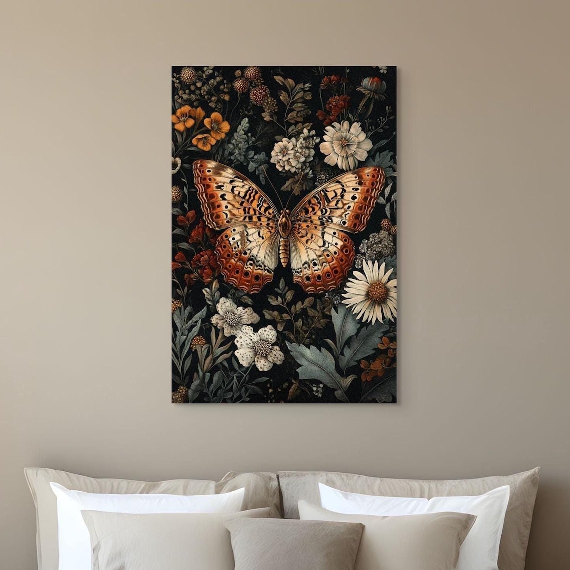 Moody Butterfly Dark Academia Botanical Wildflower Vintage Poster - Image 5