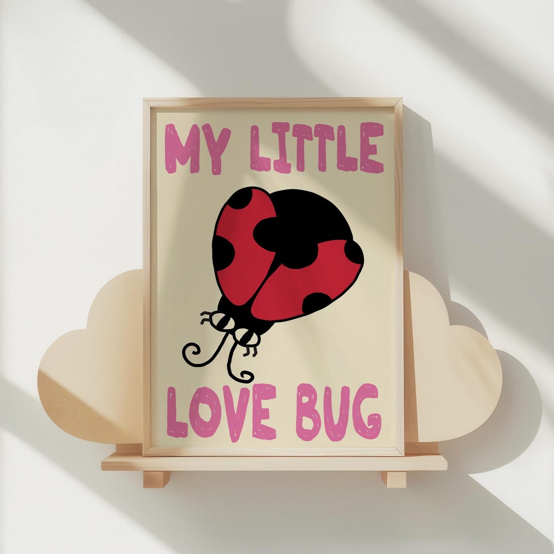My Little Love Bug Ladybug Cartoon Nursery Wall Decor Poster