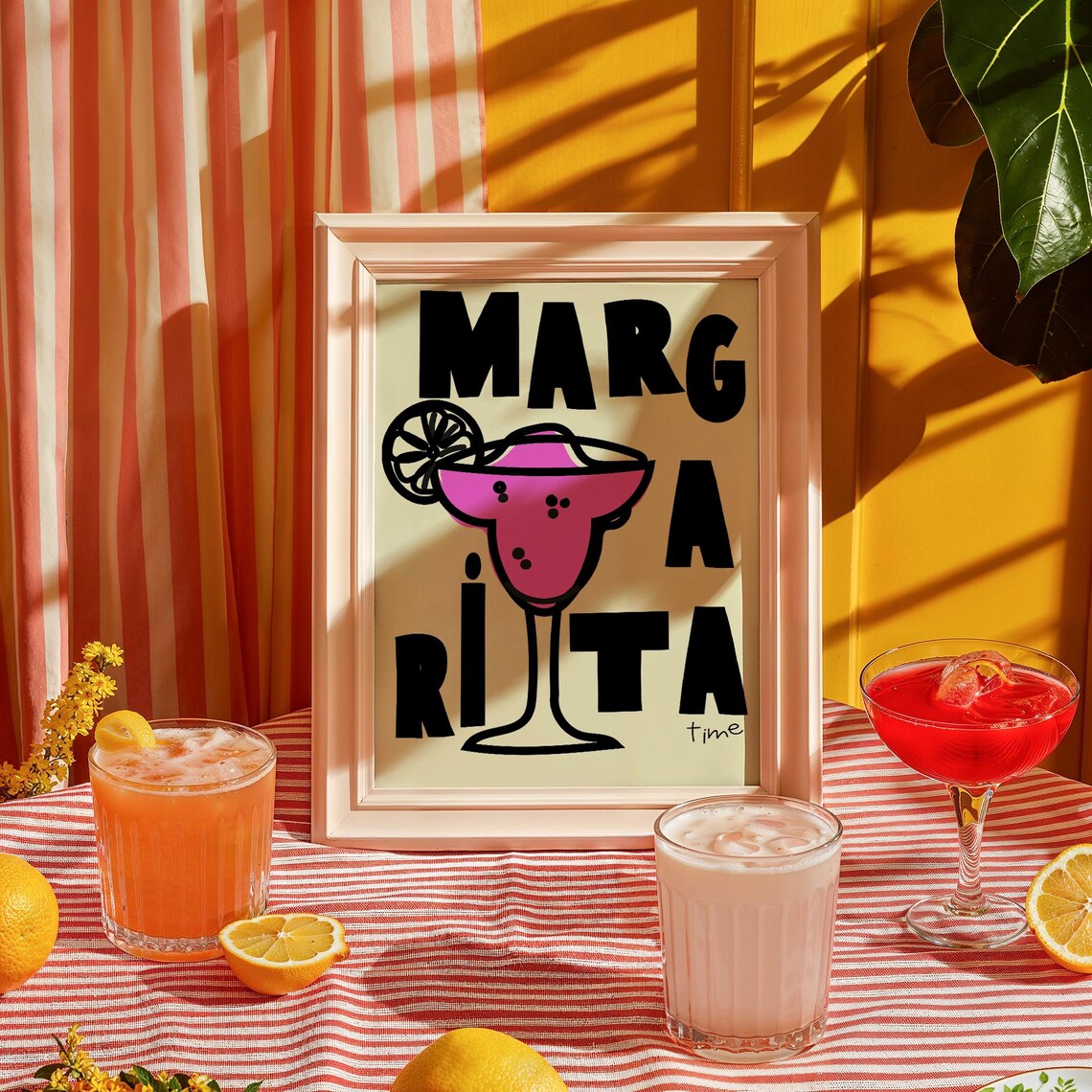 Margarita Cocktail Print Colorful Illustration Bartender Wall Art Part Decor Party Time
