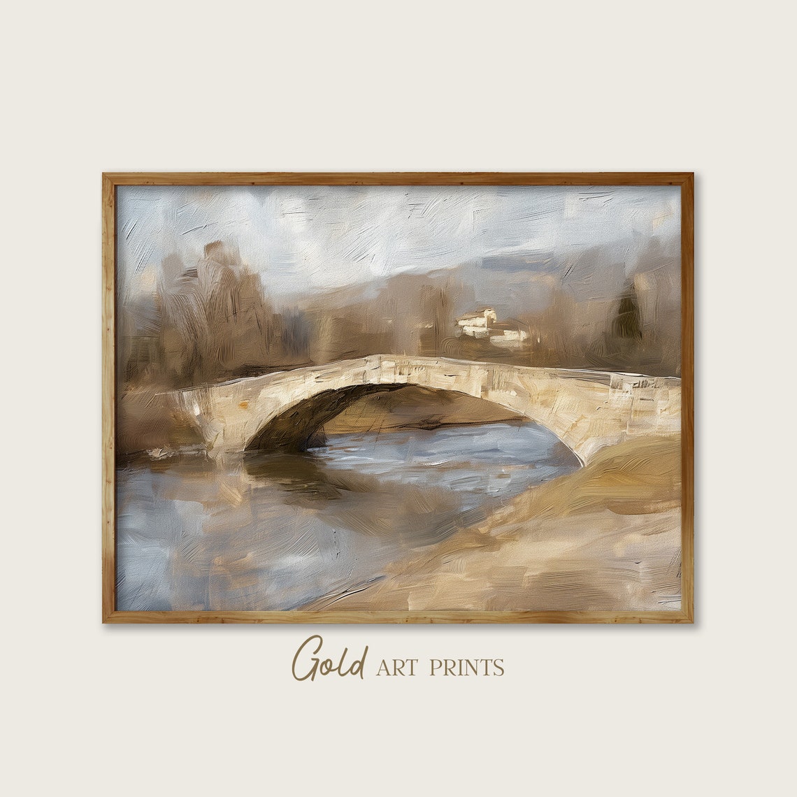 Vintage Landscape Rustic Stone Bridge Art Print Countryside Landscape Field Artwork Perfect For Home Refresh Gap24080