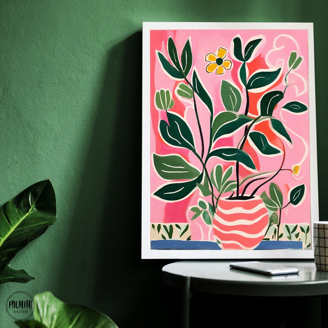 Pink Abstract Floral Art Print, Maximalist Decor - Image 2