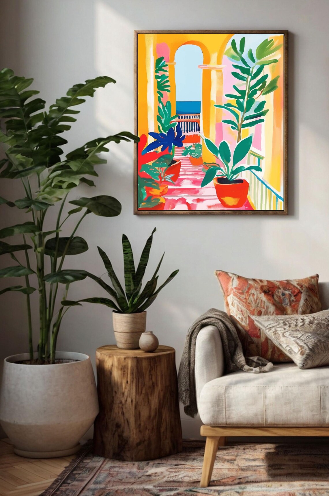 Colorful Tropical Landscape Botanical Art Print - Image 3