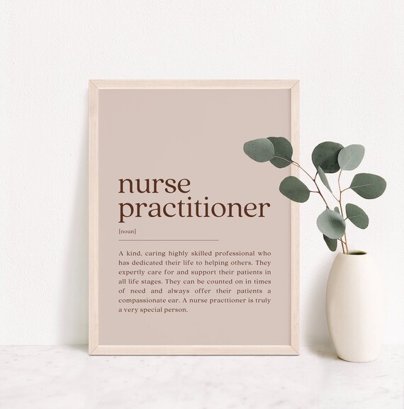 Nurse Practitioner Dictionary Definition Beige Minimalist Quote Poster