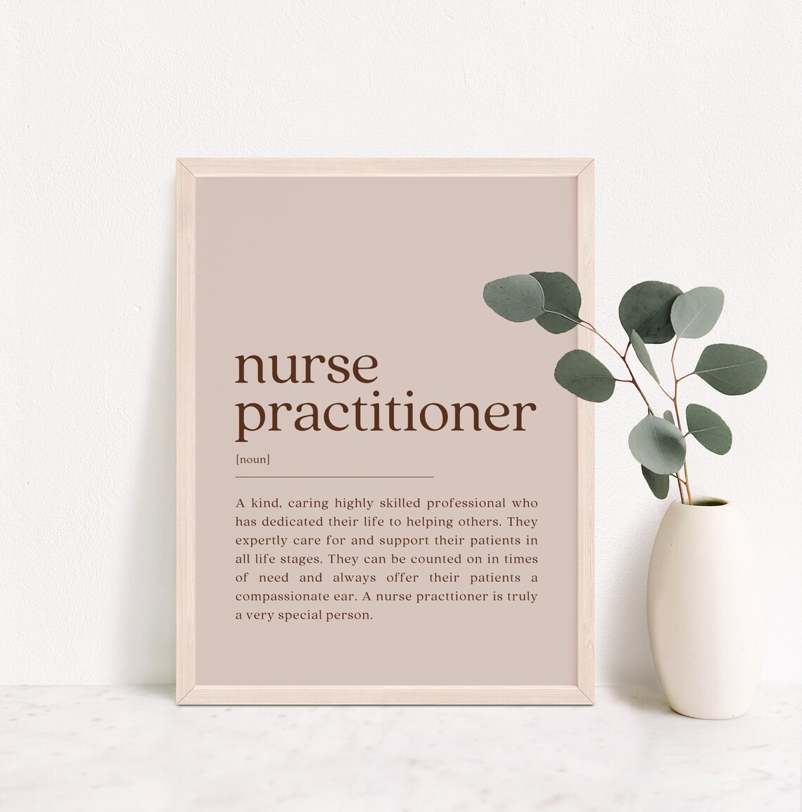 Nurse Practitioner Dictionary Definition Beige Minimalist Quote Poster