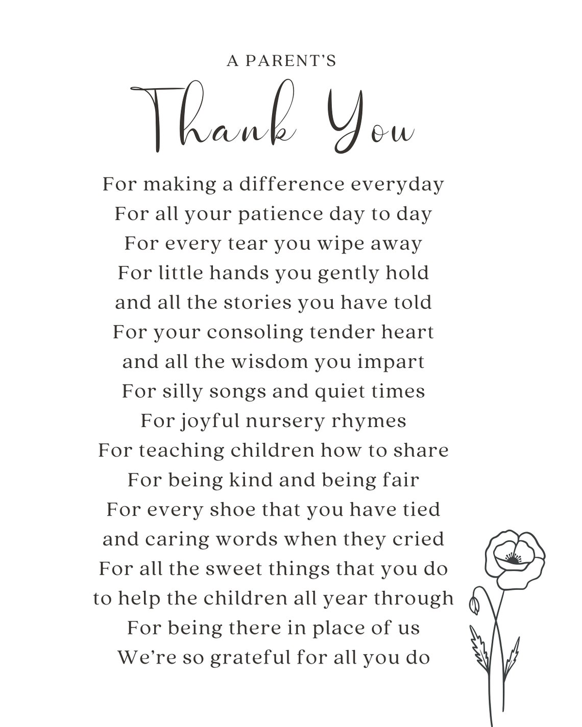 Teacher Thank You Poem Art Print, Educator Appreciation - Image 2