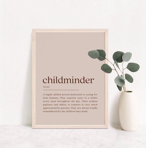 Childminder Dictionary Definition Thank You Gift Poster in Beige