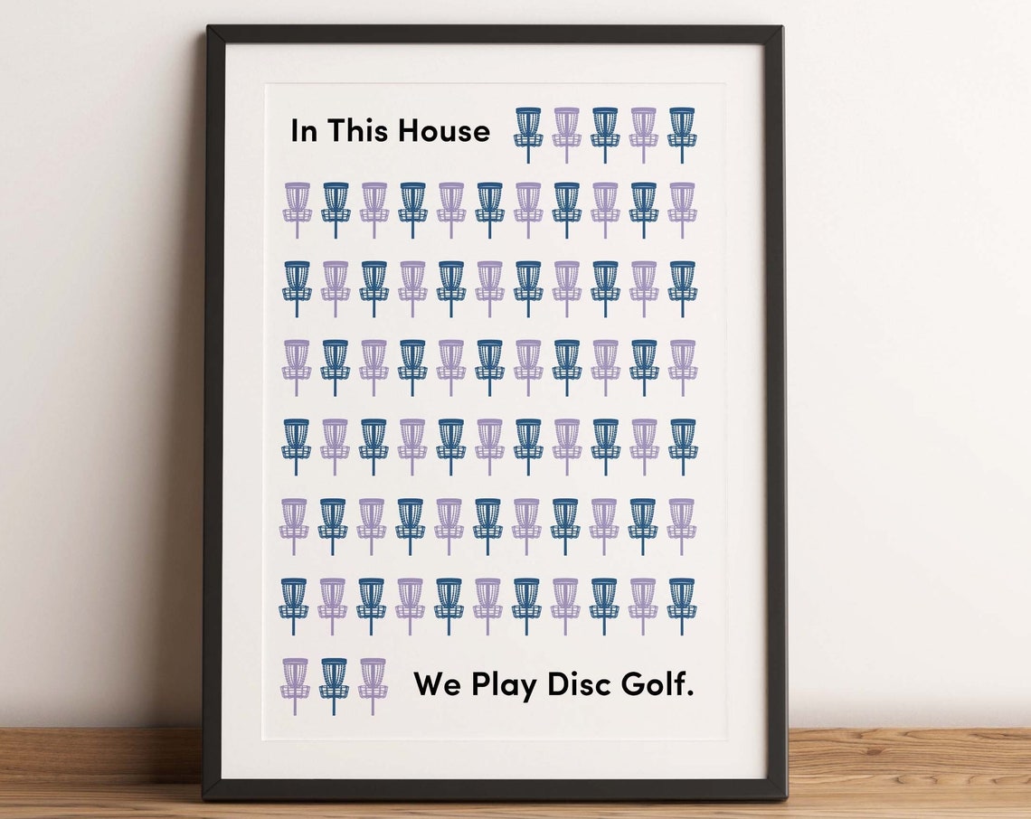 Fun In This House We Play Disc Golf Minimalist Pattern Poster