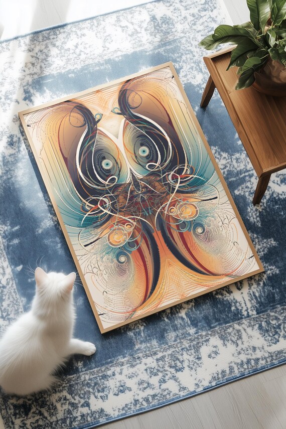 Fractalbased Line Art Symmetrical Modern Poster