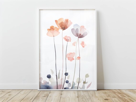 Watercolor Flower Poster Minimalist Floral Wall Art Botanical Print Home Decor Nature Inspired Theme