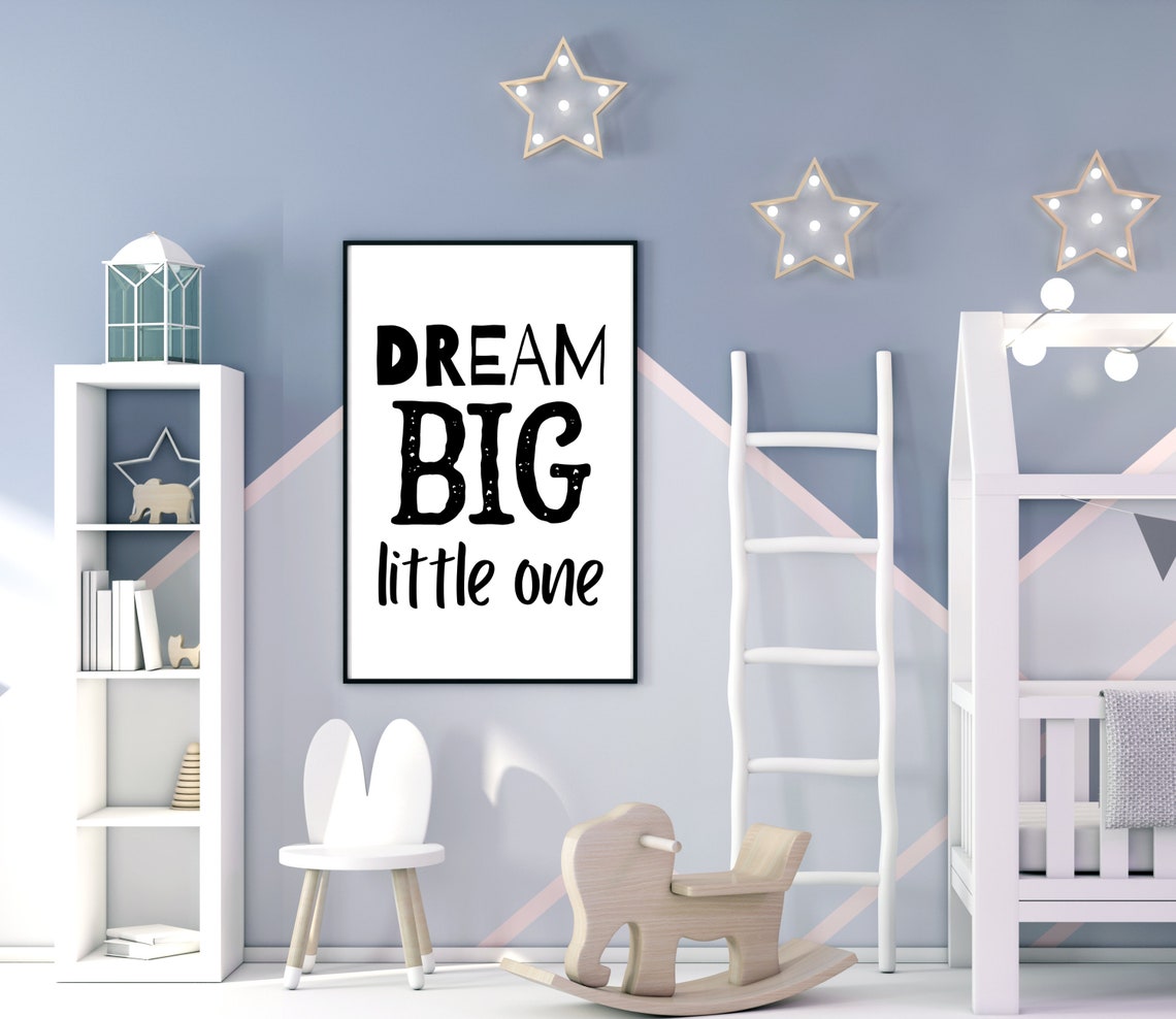 Dream Big Little One Playful Block Letter Nursery Quote Poster - Image 4