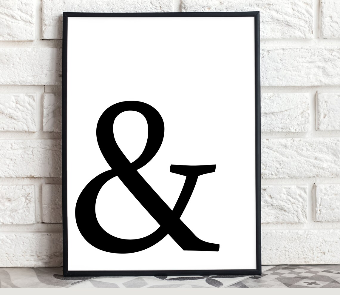 Ampersand Symbol Black Typography Minimalist Portrait Poster