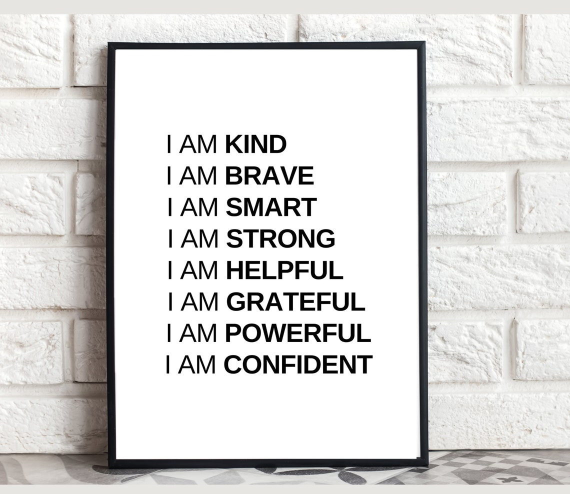 I Am Kind Brave Smart Strong Daily Affirmations Kids Room Decor Poster - Image 4