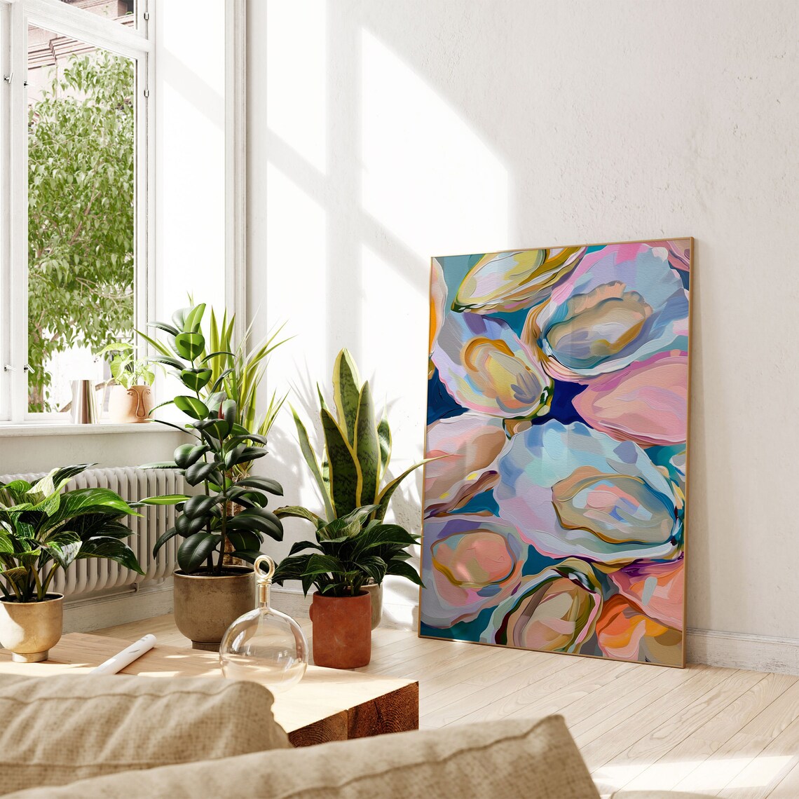 Abstract Colorful Oyster Shell Painting, Beach House Art Print - Image 2