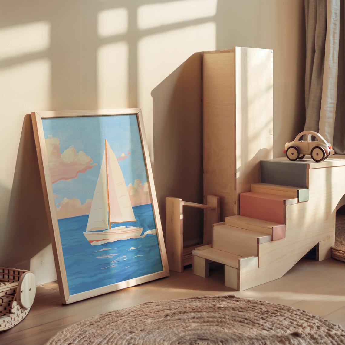Nursery Sailboat Blue Ocean Kids Room Nautical Children Room Poster - Image 4