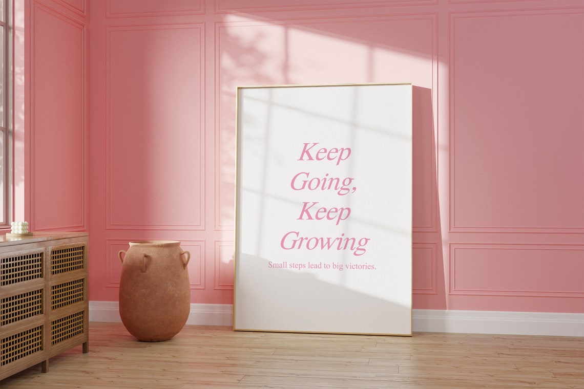Keep Going Keep Growing Pink Motivational Quote Typography Poster - Image 5