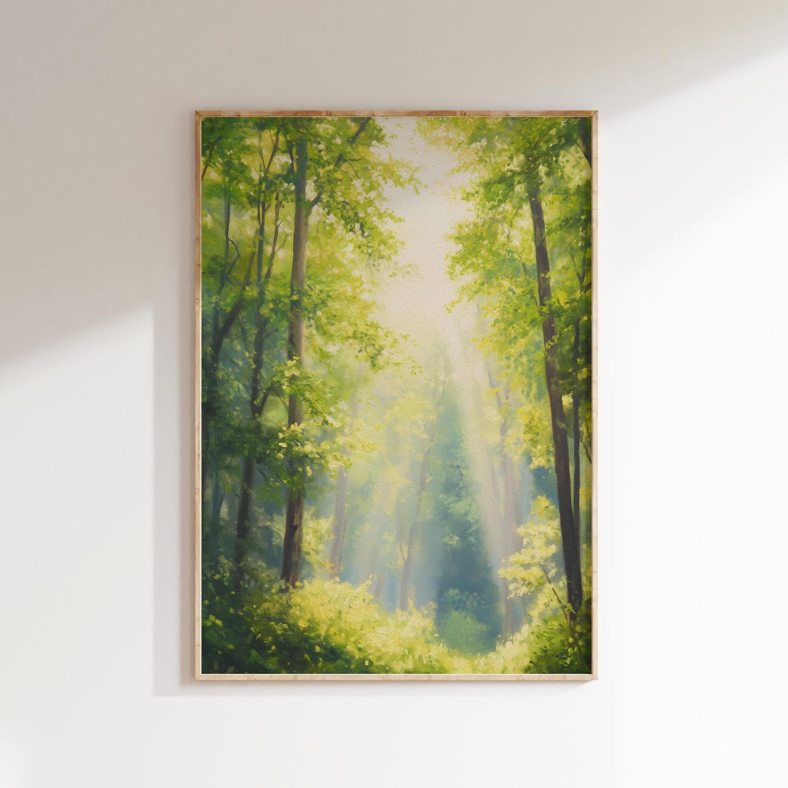 Forest With Sunlight Print Farmhouse Landscape Painting Floral Scenery Artwork Green Trees Artwork Matisse Wall Art