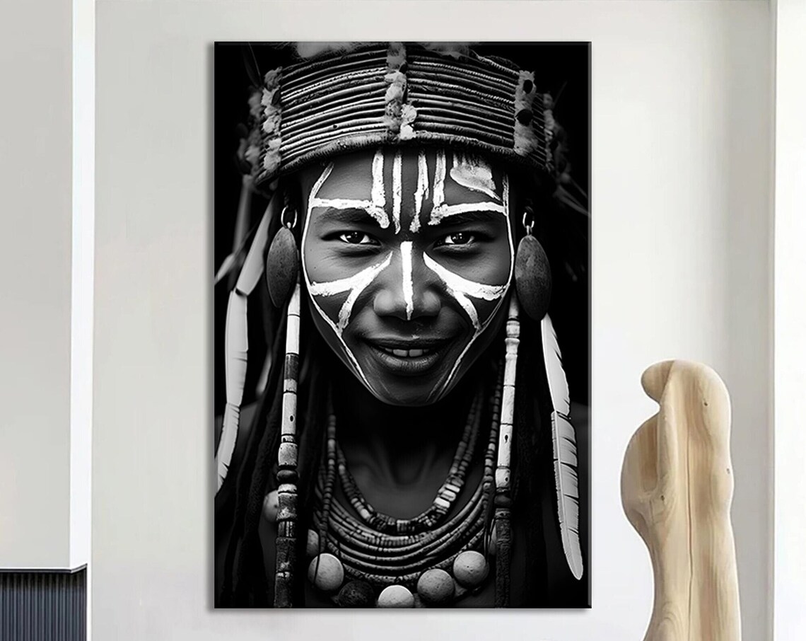 Black And White African Portrait Art Print