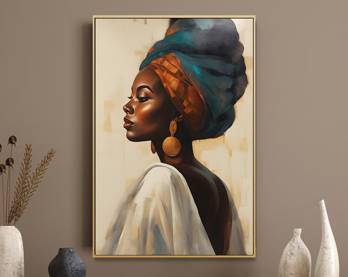 African Woman Art Print, Black Gallery Style
