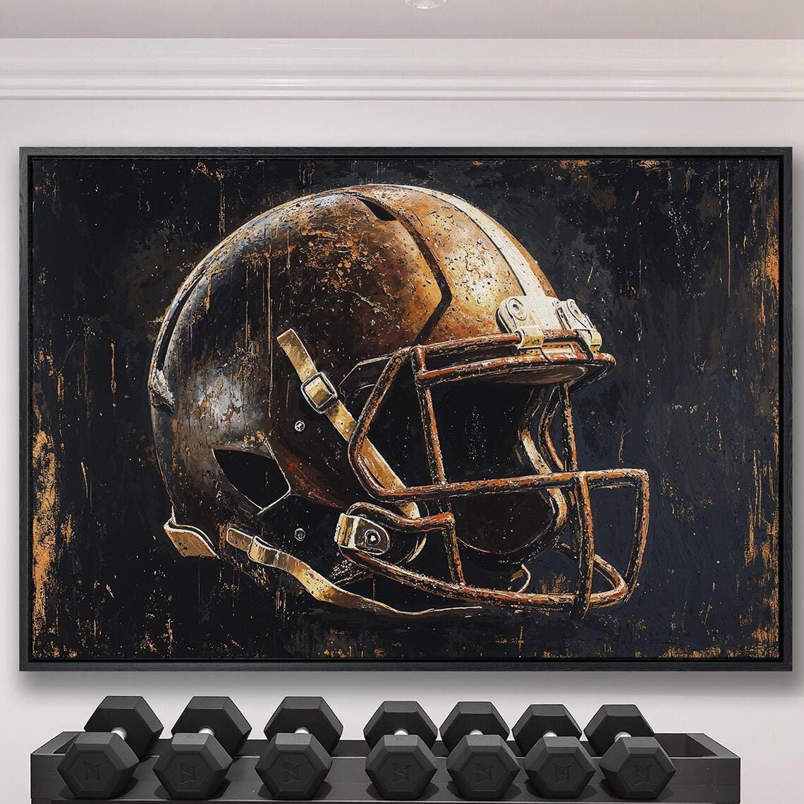 Vintage Football Helmet Art Print, Man Cave Decor