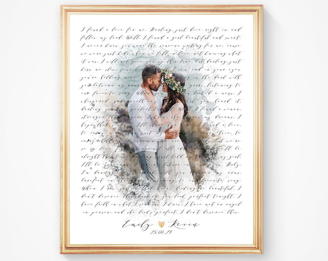 Perfect Ed Sheeran Wedding Lyrics With Couple Photo Keepsake Poster - Image 2