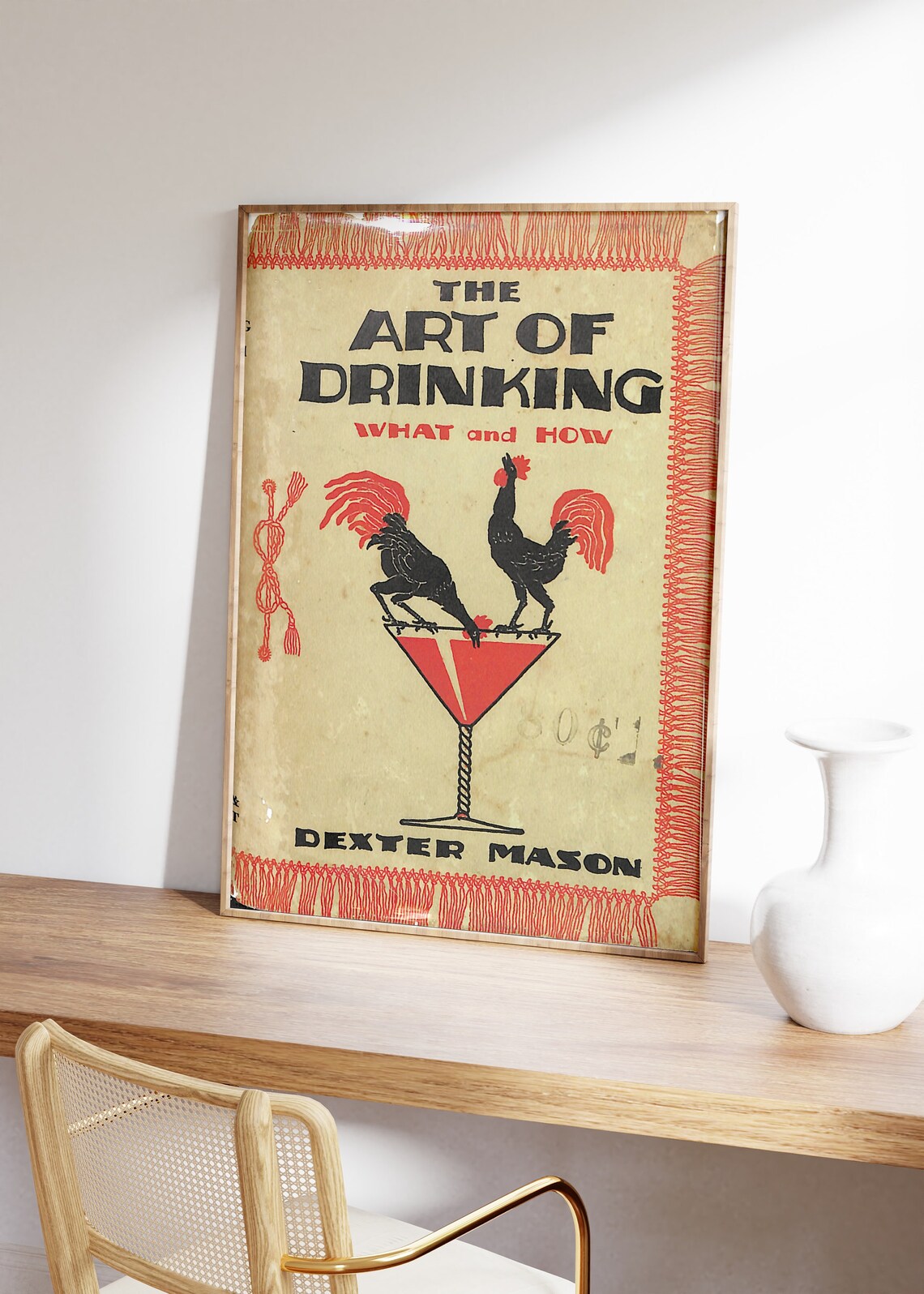 The Art of Drinking Vintage Cocktail Rooster Martini Bar Print - Image 2