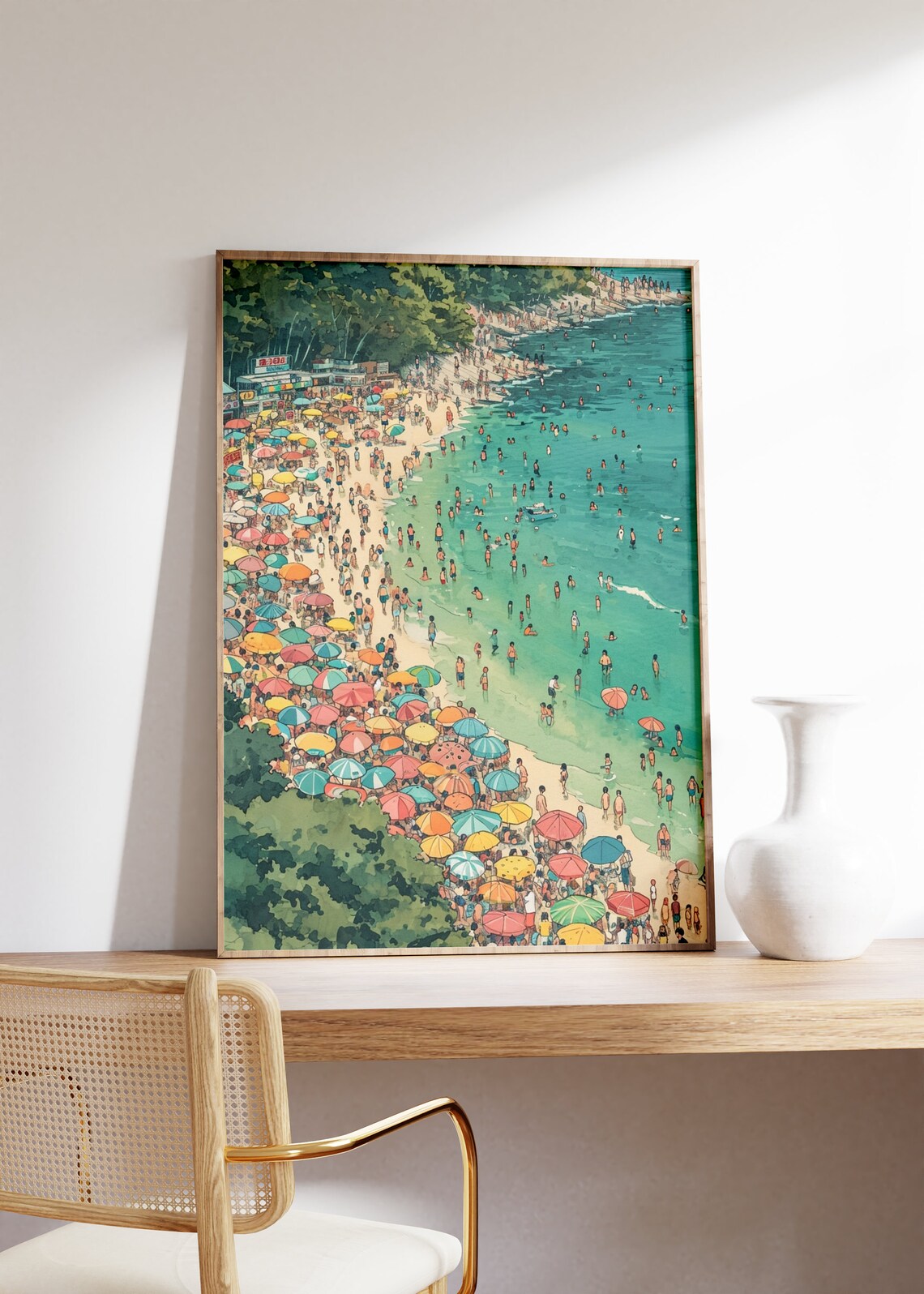 Vintage Japanese Beach, Miwa Komatsu-Inspired Art Print - Image 2
