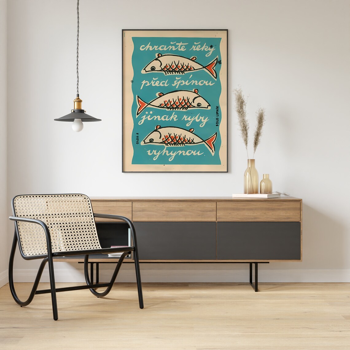 Fish Matchbox Print, Vintage Czech Matchbox Label - Image 2