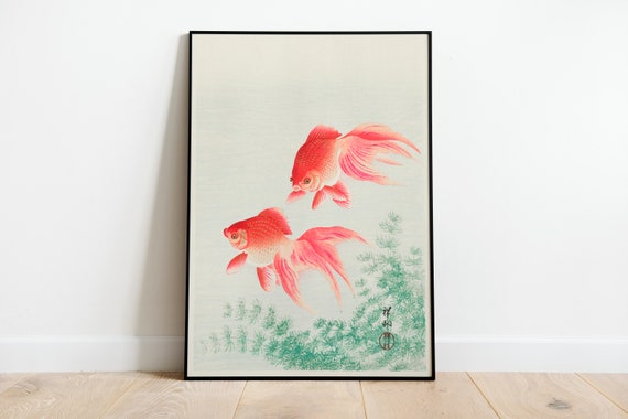 Goldfish Ohara Koson Print Goldfish Poster Soft Colour Goldfish Wall Art Fish Poster Animal Wall Art Room Decor Japanese Wall Art
