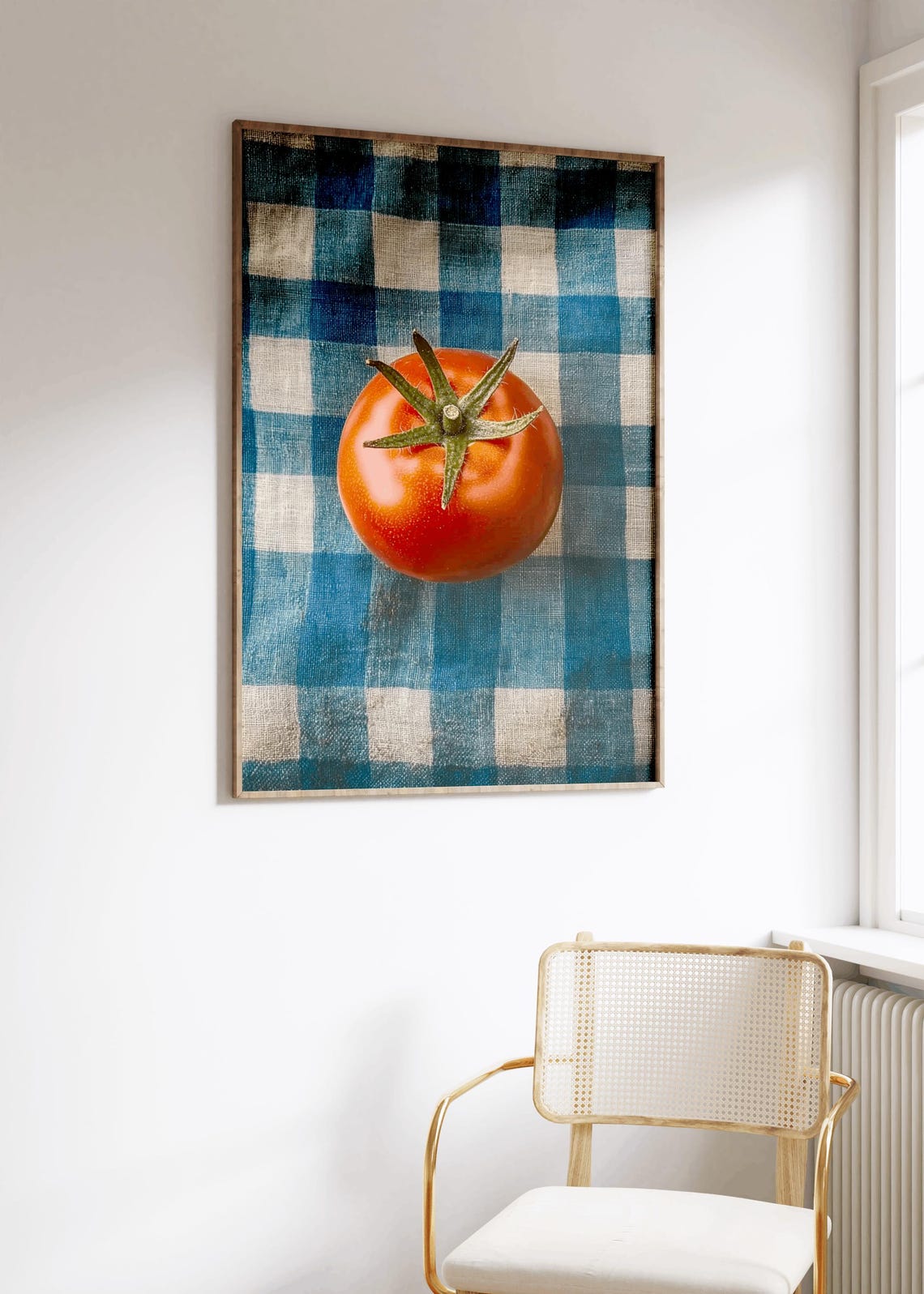 Vintage Tomato on Checkered Tablecloth Art Print - Image 4