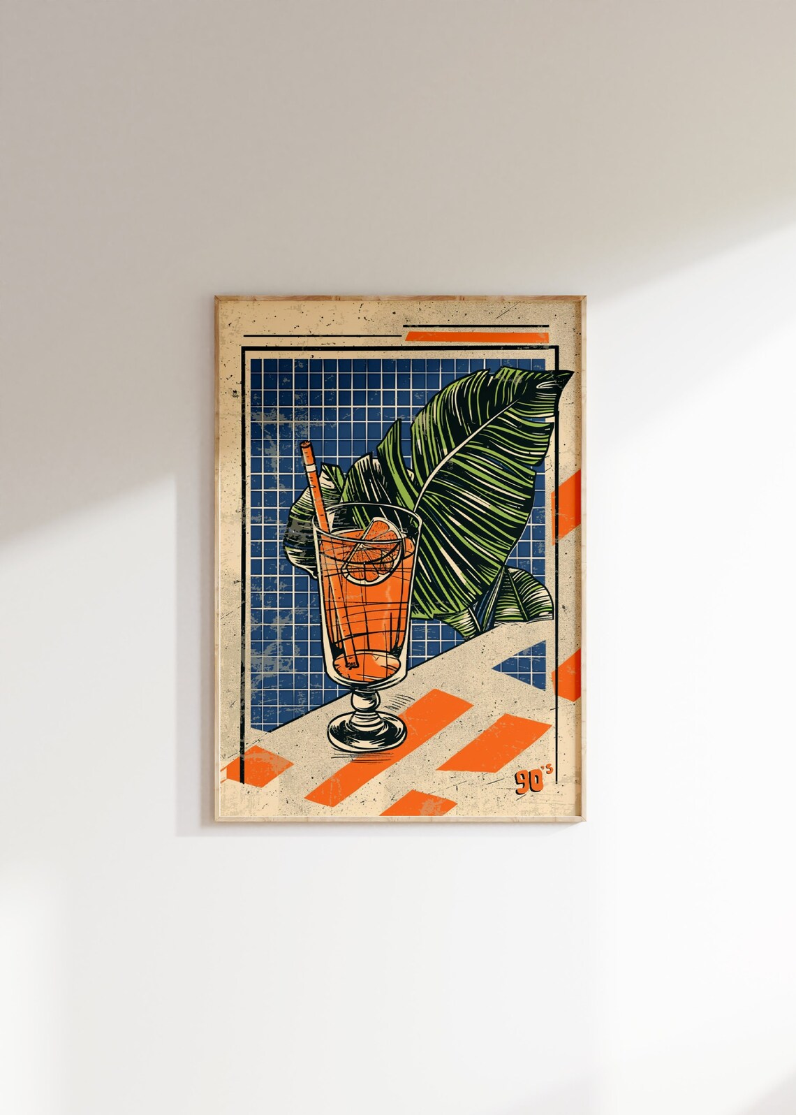 90s Cocktail Bar Tropical Drink Retro Style Vintage Art Poster - Image 4