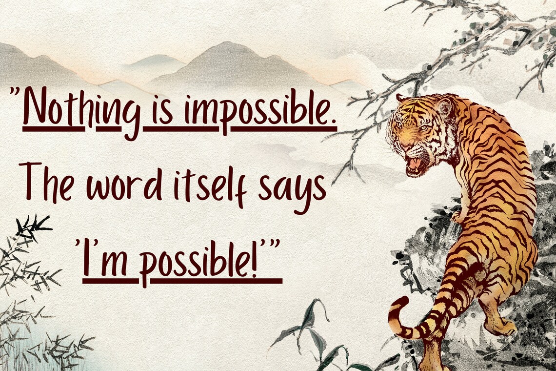 Tiger Nothing Is Impossible Bold Motivational Quote Art Poster - Image 2