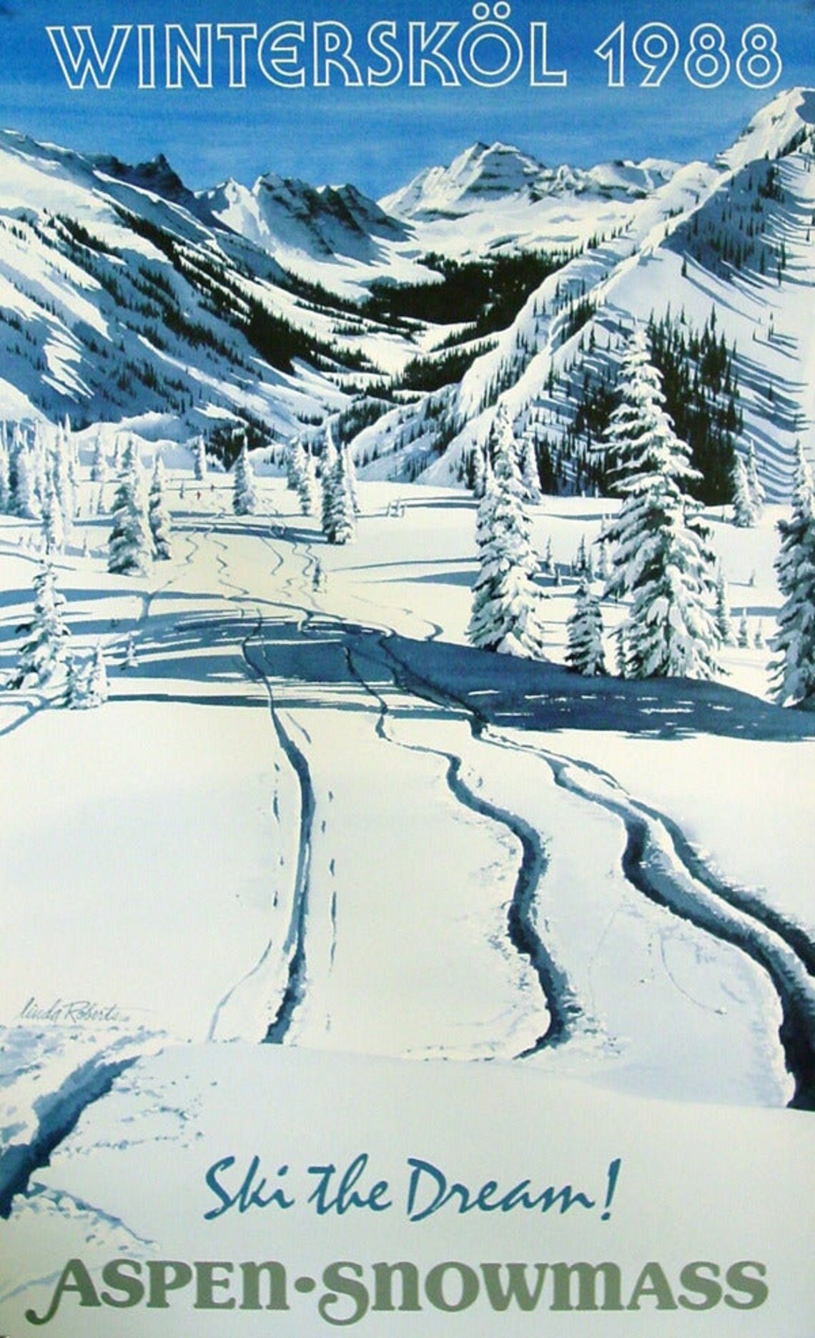 Aspen Snowmass Ski Vintage Poster, Retro Travel Poster - Image 3