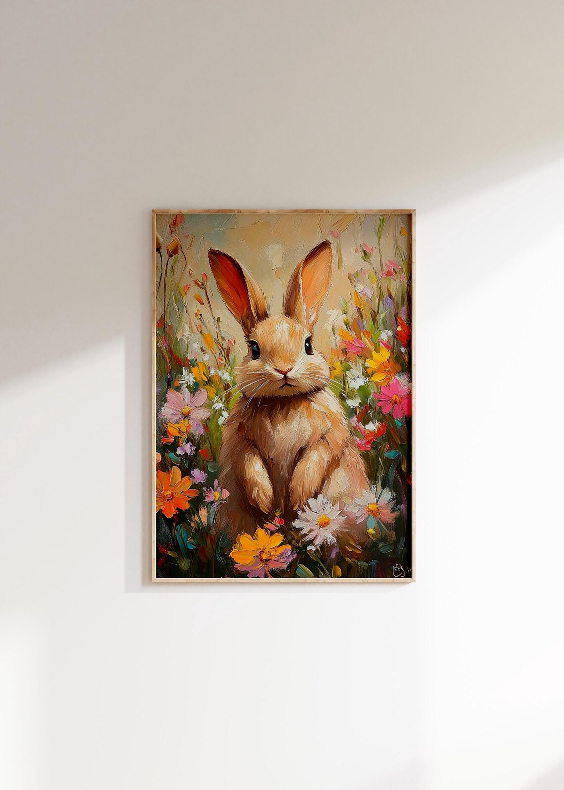 Floral Easter Bunny, Vintage Watercolour Effect Poster - Image 2
