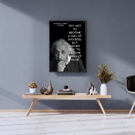 Albert Einstein Man Of Value Framed Quote Office Wall Poster