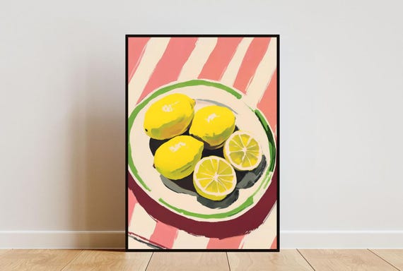 Vintage Lemon Poster Kitchen Print Lemon Wall Art Fruit Poster Lemon Print Lemon Fruit Wall Art Retro Kitchen Wall Art Fruit Print