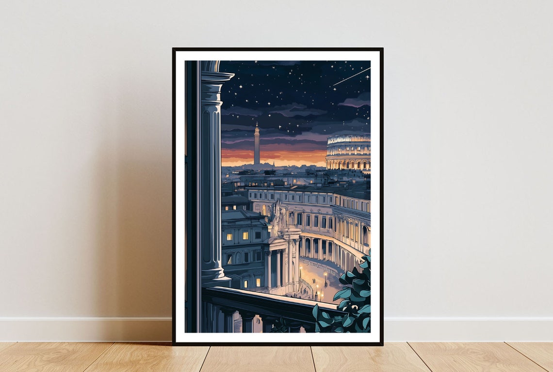 Rome Poster Roman Colosseum Print Italy Wall Art Travel Poster Italy Print Rome Italy Christmas Wall Art Pastel Art Italian Poster