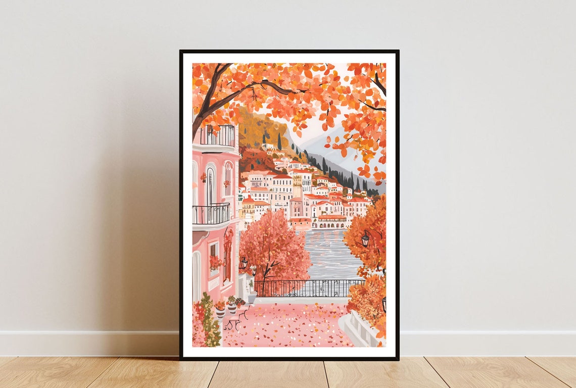Lake Como Poster Lake Como Print Italy Wall Art Travel Poster Italy Print Como Italy European Wall Art Autumn Poster Italian Poster