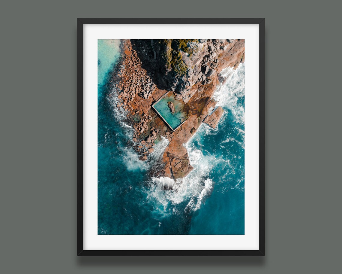 North Curl Curl Rock Pool Aerial Ocean Coast Photography Poster