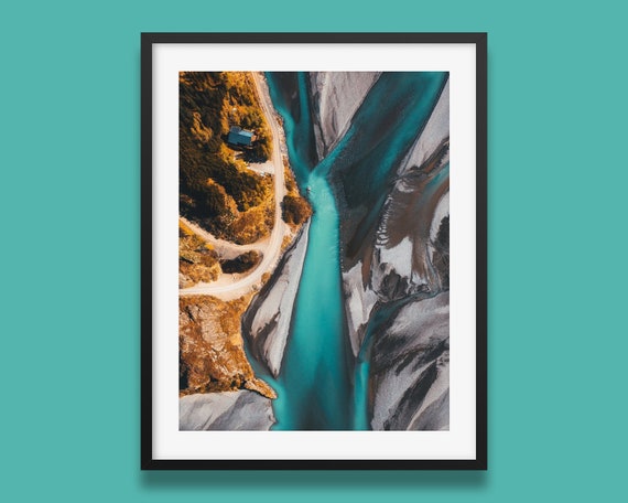 Iceland Blue River Landscape Travel Poster