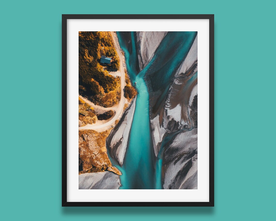 Iceland Blue River Landscape Travel Poster