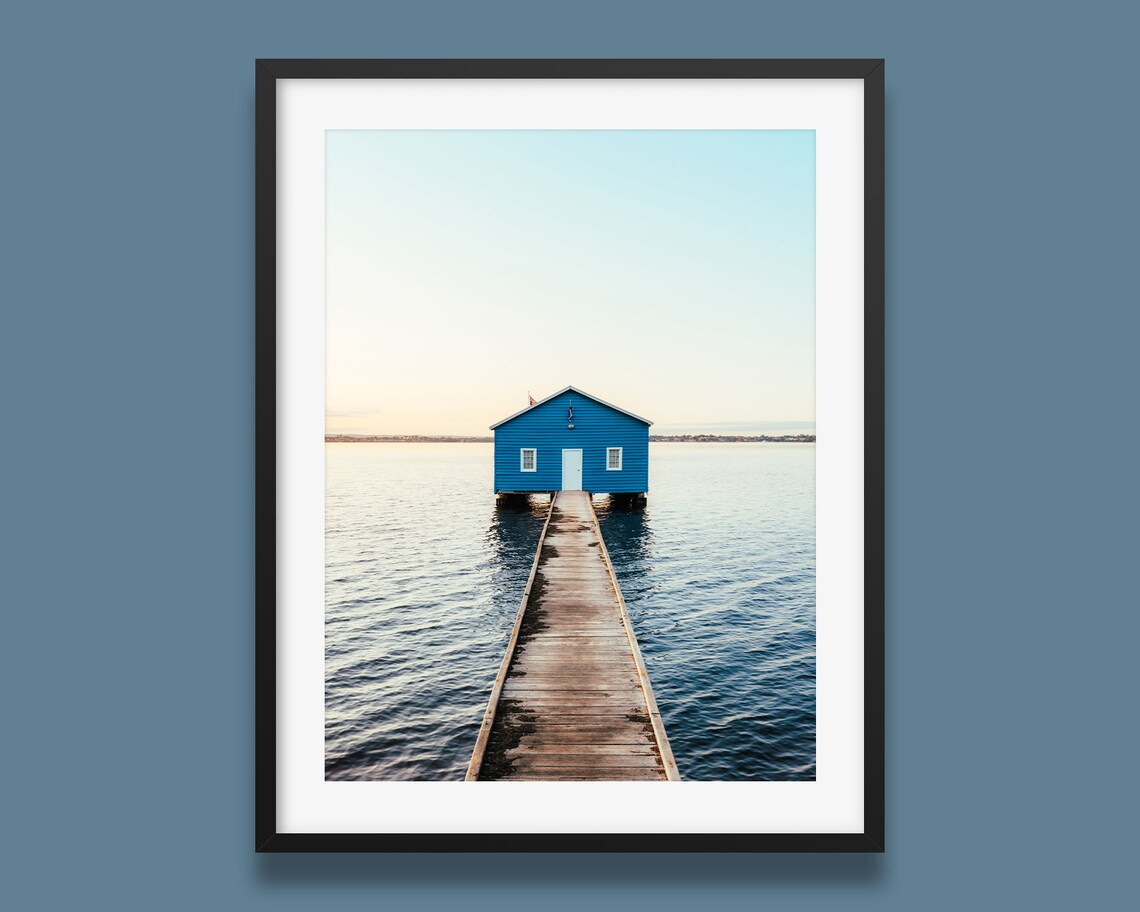 Blue Boat House In Perth Travel Poster, Western Australia