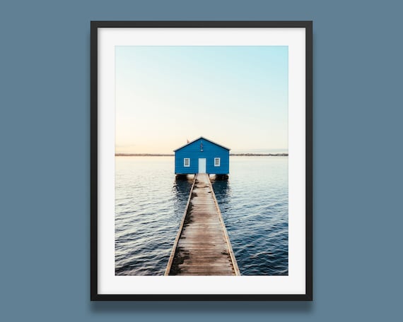 Blue Boat House In Perth Travel Poster, Western Australia